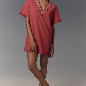 ******Hutch Coral Embellished V-Neck Mini Dress